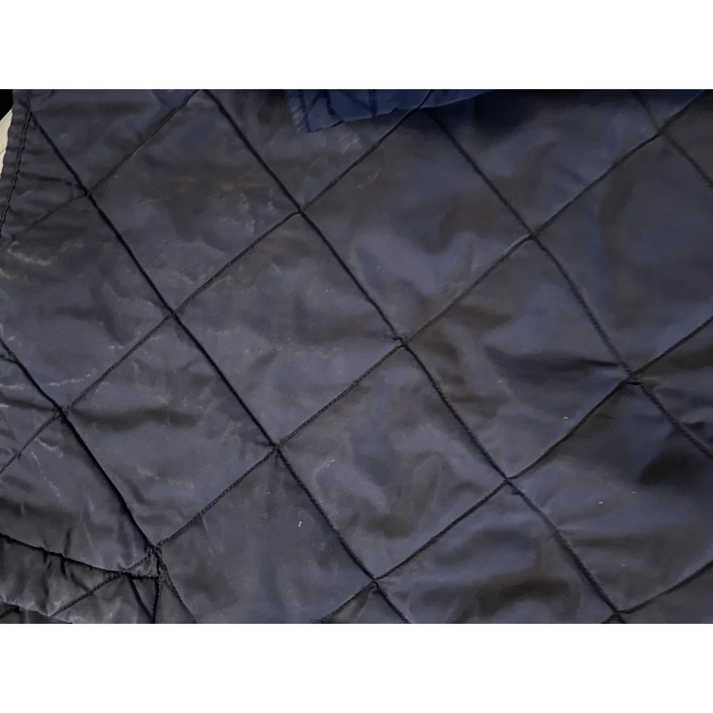J Crew Quilted Utility Field Jacket Mens Small Navy Diamond Quilt Snap Zip